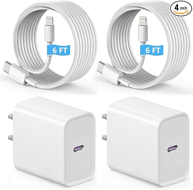 2 Pack USB C Wall Charger Adapter with 6FT Long Type C Fast Charging Cord Cable Fast Charger Compatible