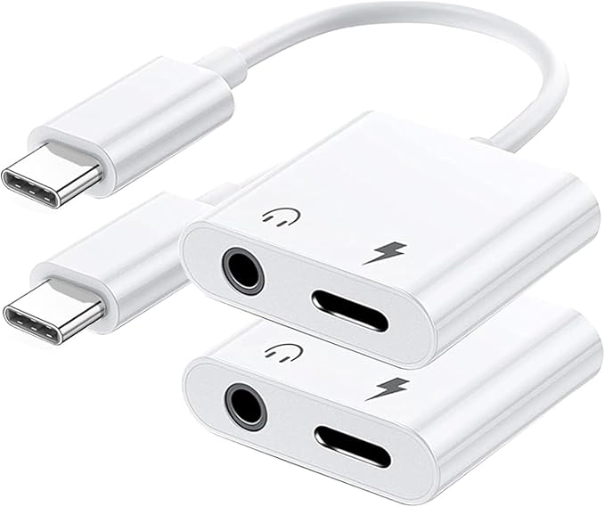 2 Pack USB C to 3.5mm Headphone and Charger Adapter