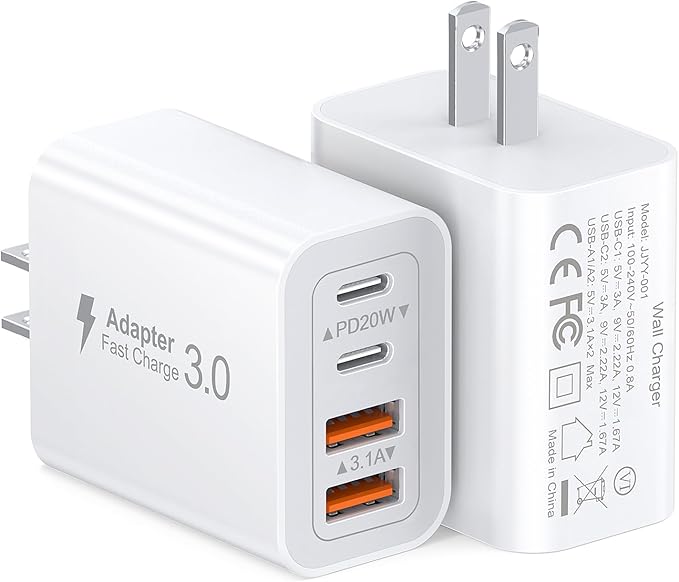 40W USB C Charger Cube, 2-Pack Wall Plug Fast Charging Block