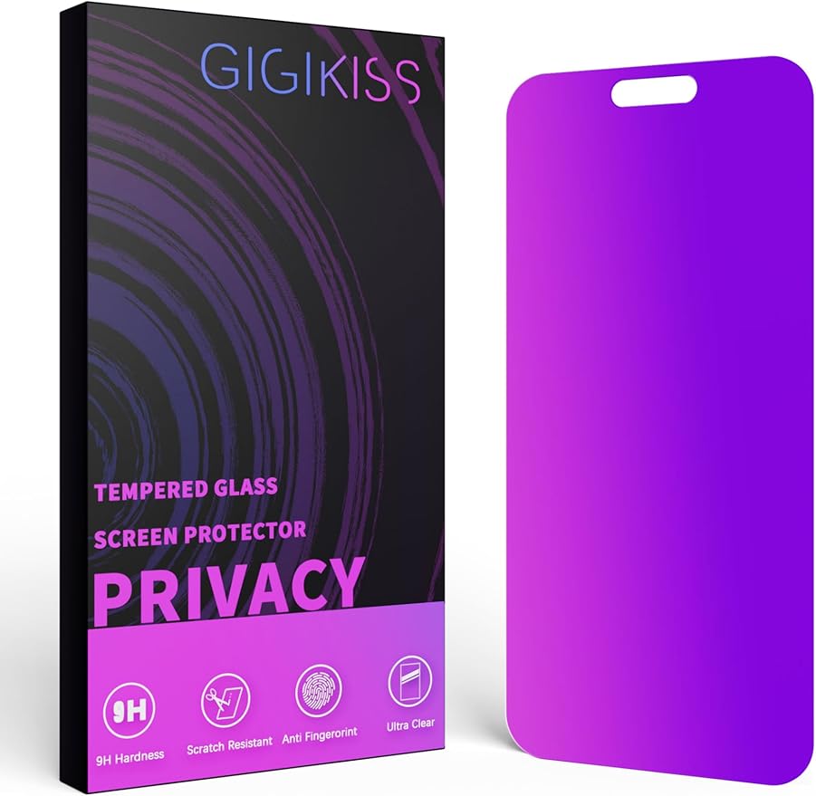 Compatible for iPhone 16 Pro Max Privacy Screen Protector 6.9 Inch, Purple Gradient Anti Spy Anti Blue Light HD Screen Protector Tempered Glass Easy Installation