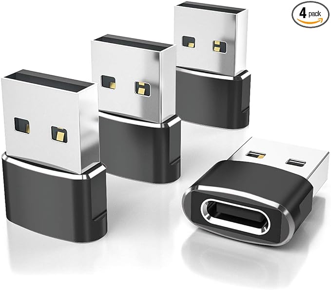 Elebase USB to USB C Adapter 4 Pack,Type-C Female to A Male Car Charger Converter for New iPhone 16 Pro Max Plus 15 14 13,Apple Watch 10,iWatch 8,Airpods,iPad 9 Air 5 Mini 6 7,Samsung Galaxy S24 Ultra