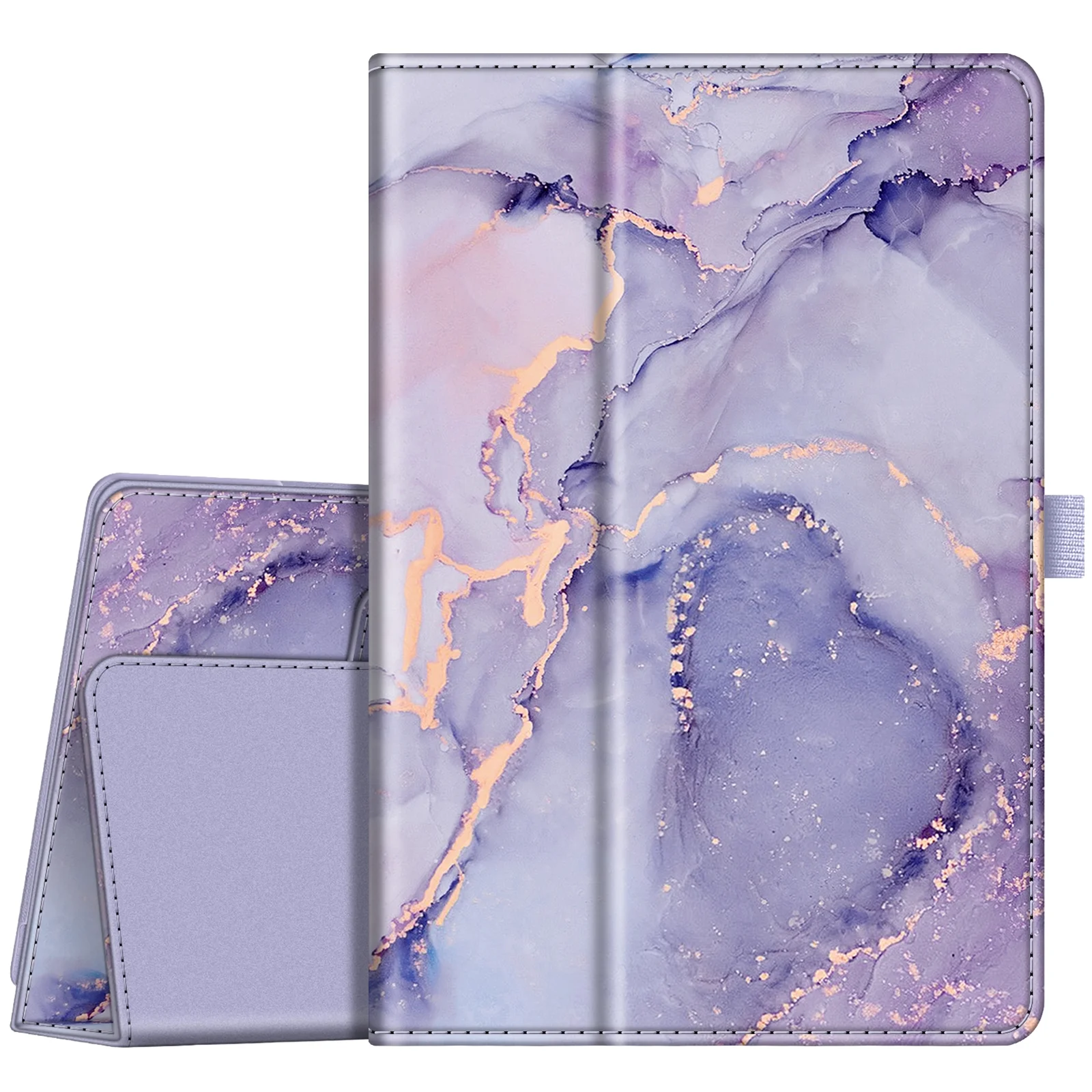 Fintie PU Leather Cases for Onn. 10.1 Tablet (2022 Model 100071485) - Folio Cover With Stylus Holder, Lilac Marble