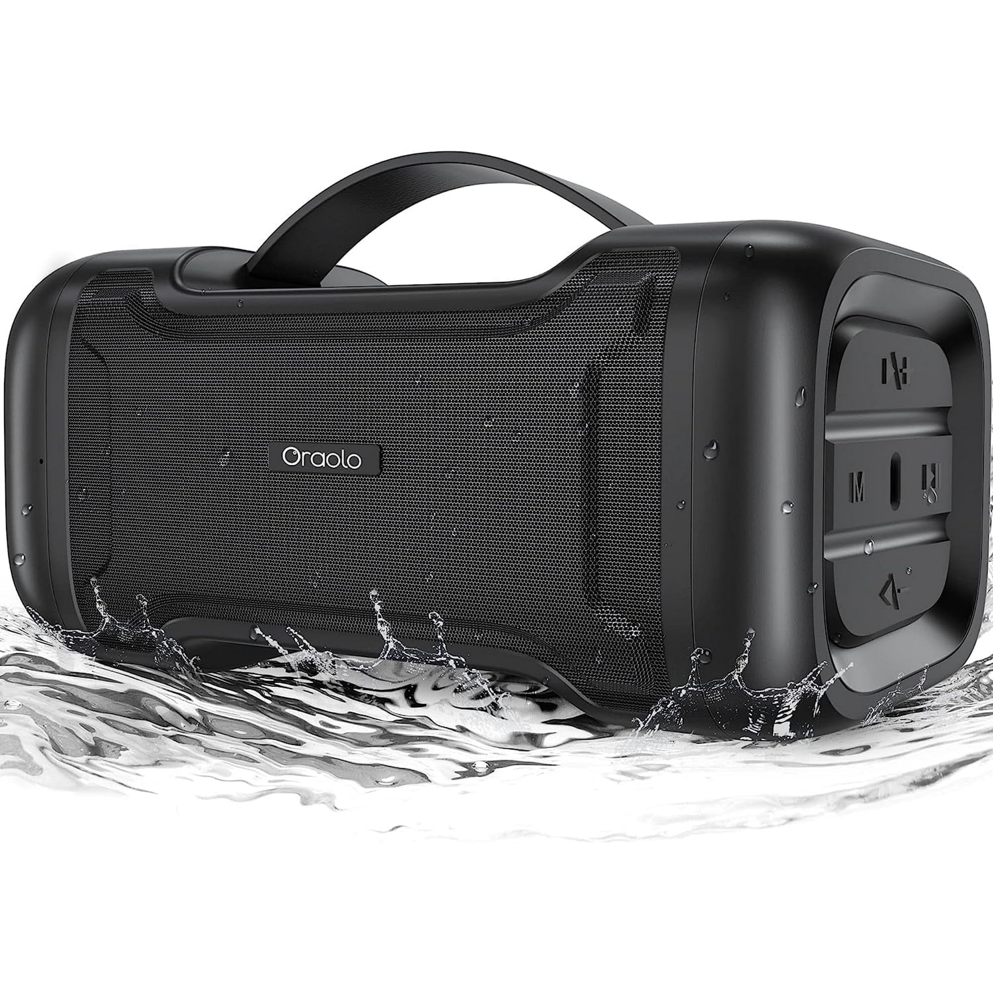 Oraolo Bluetooth Speaker with Deep Bass Basser Portable Speakers Wireless Stereo Sound, IPX6 Waterproof, TF or SD Card, AUX-in, USB Input, Built-in Mic, 24H Playtime for Home Party Outdoor Beach Pool